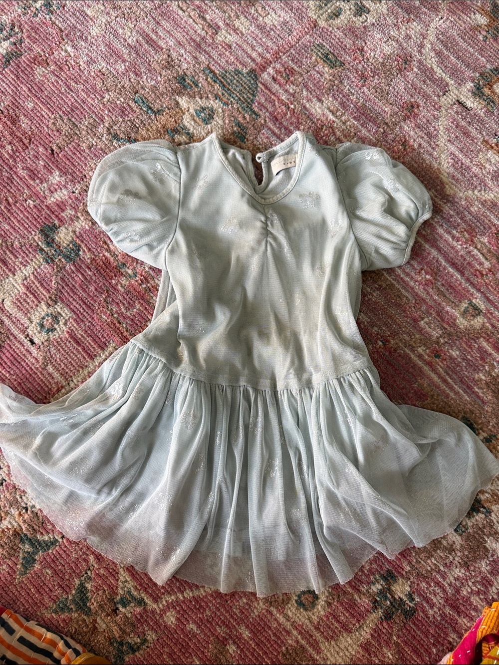 Stella McCartney Light Blue Tulle Puff Sleeve Dress